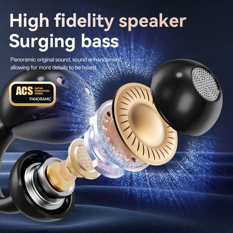 Wireless Ear Clip Earphones with Touch Screen 144 Languages AI Real Time Translation Headphones Smart Bluetooth 5.4 Earbuds