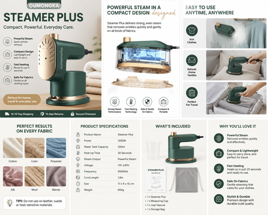 VOLTPRESS™ PORTABLE GARMENT STEAMER