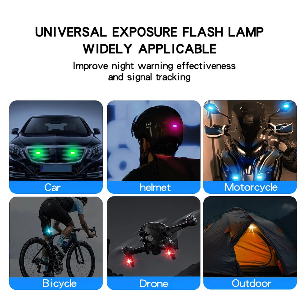 2/4Pcs Wireless LED Strobe Lights -Car Decor Atmosphere Light, 8 Colors Rechargeable 