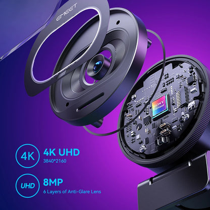 Webcam 4K Streaming Web Camera - USB Camera  with Mics for Tiktok/Youtube