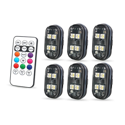 2/4Pcs Wireless LED Strobe Lights -Car Decor Atmosphere Light, 8 Colors Rechargeable 
