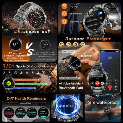 2025 New Military Smart Watch Fitness Tracking
