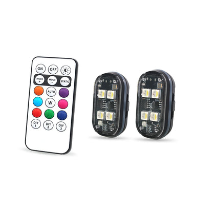 2/4Pcs Wireless LED Strobe Lights -Car Decor Atmosphere Light, 8 Colors Rechargeable 
