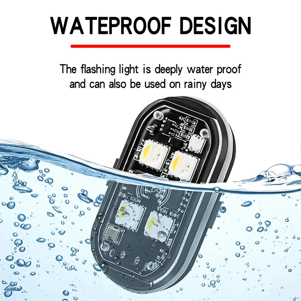 2/4Pcs Wireless LED Strobe Lights -Car Decor Atmosphere Light, 8 Colors Rechargeable 