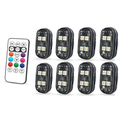 2/4Pcs Wireless LED Strobe Lights -Car Decor Atmosphere Light, 8 Colors Rechargeable 