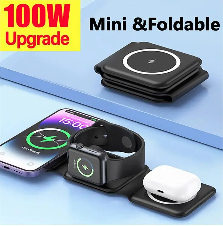 Foldable Wireless Magsafe Charger 3 in 1 for Iphone 