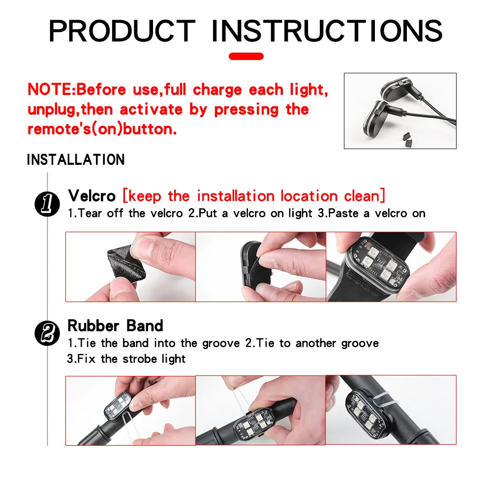 2/4Pcs Wireless LED Strobe Lights -Car Decor Atmosphere Light, 8 Colors Rechargeable 