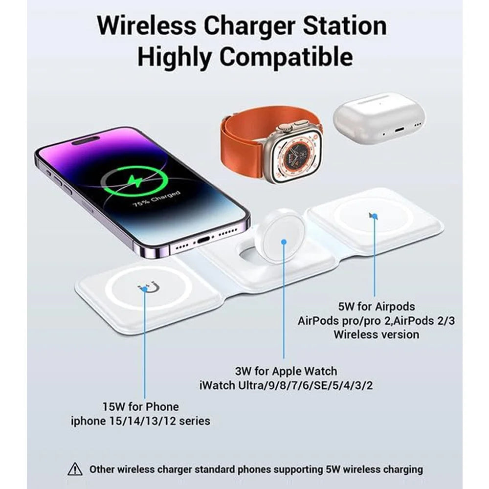 Foldable Wireless Magsafe Charger 3 in 1 for Iphone 
