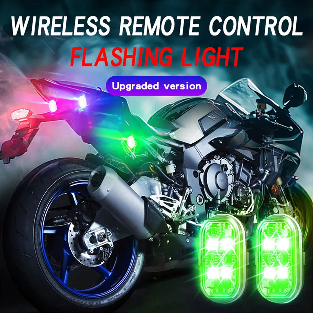 2/4Pcs Wireless LED Strobe Lights -Car Decor Atmosphere Light, 8 Colors Rechargeable 