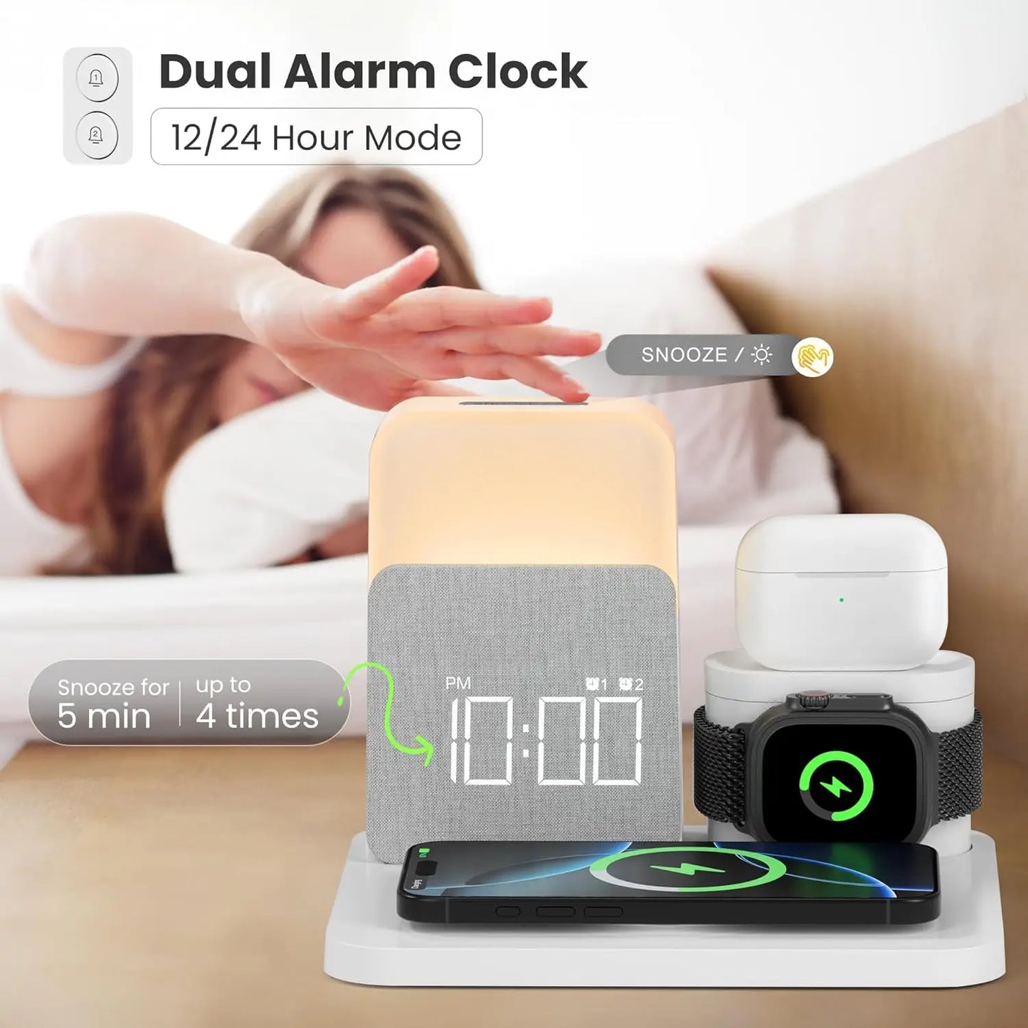 7-In-1 Alarm- Clock -Charger