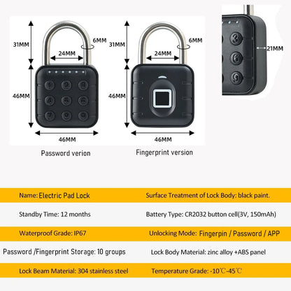 Electronic Padlock -Bluetooth Fingerprint 